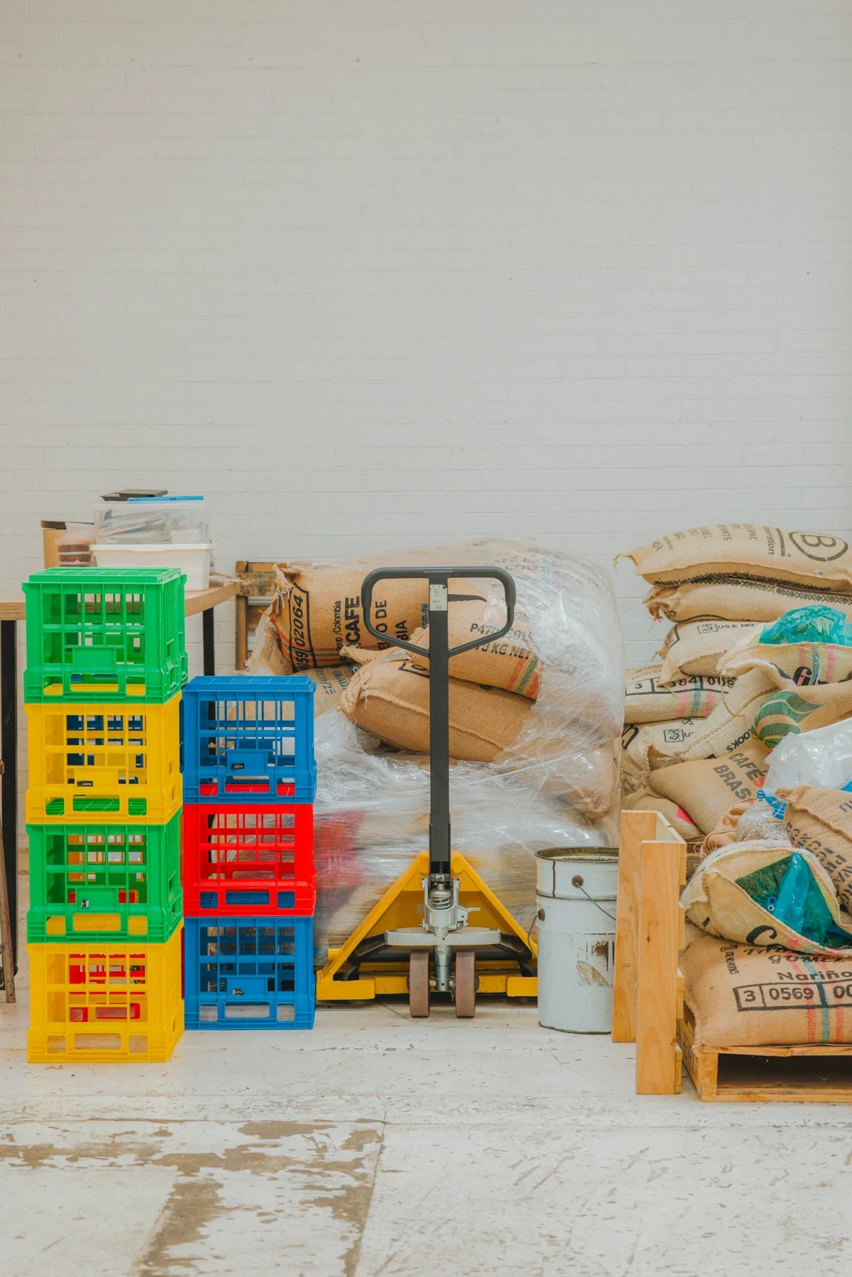 Consolidated green coffee sacks